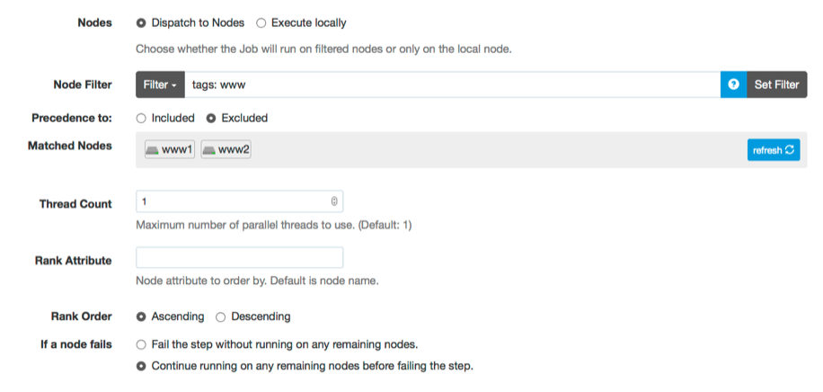 Node Filtering interface