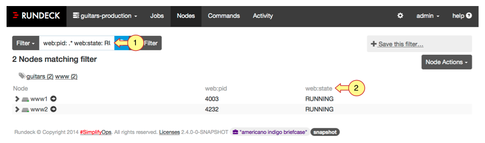 Filtered nodes