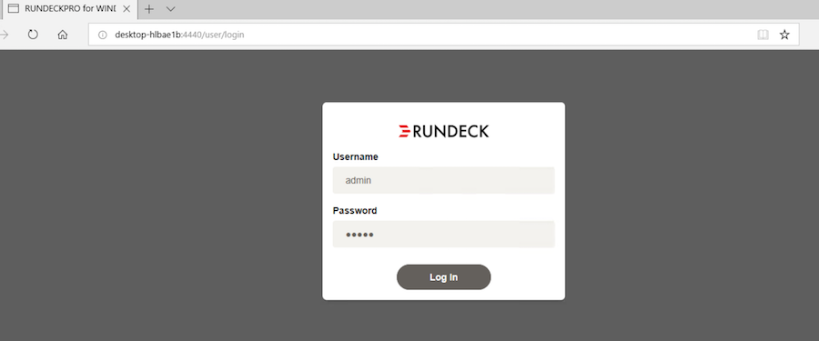 Login page