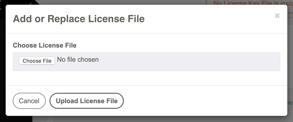 Click on "Upload License File"