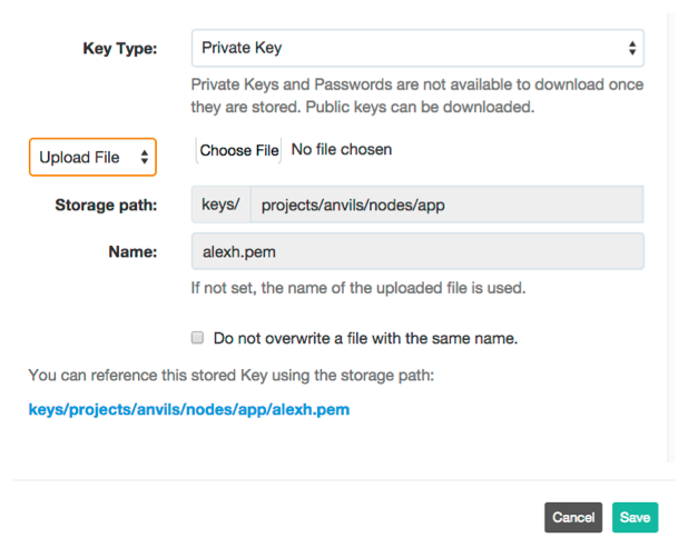 Key Storage file upload