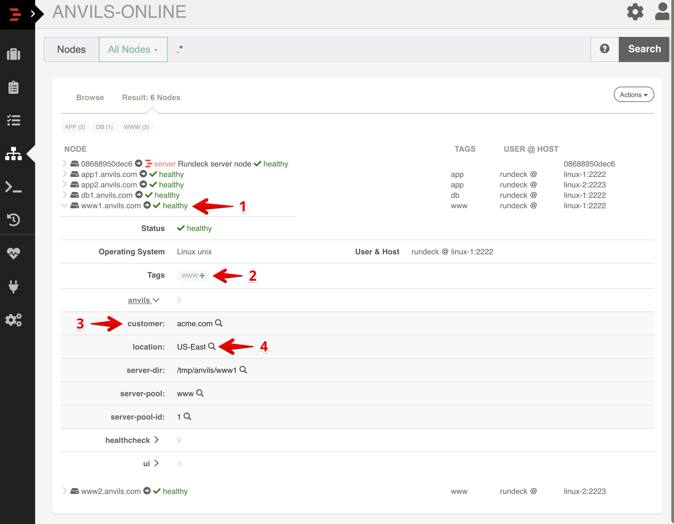 Nodes filtering links