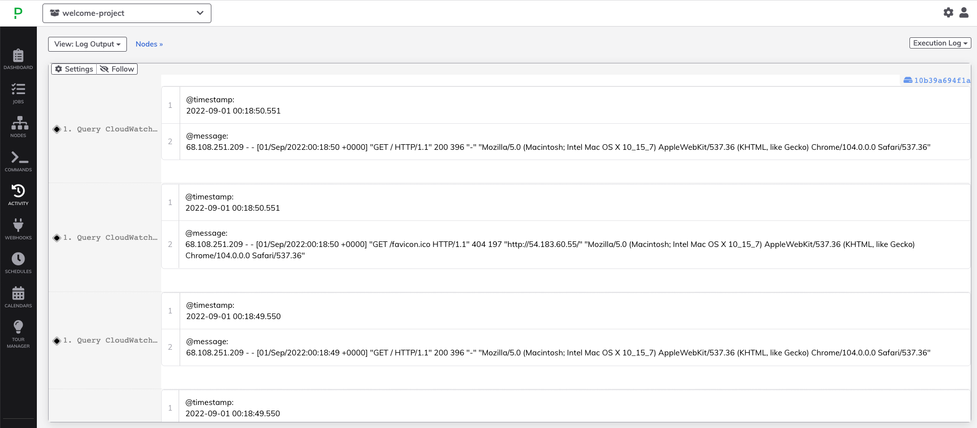 CW Log Queries Output