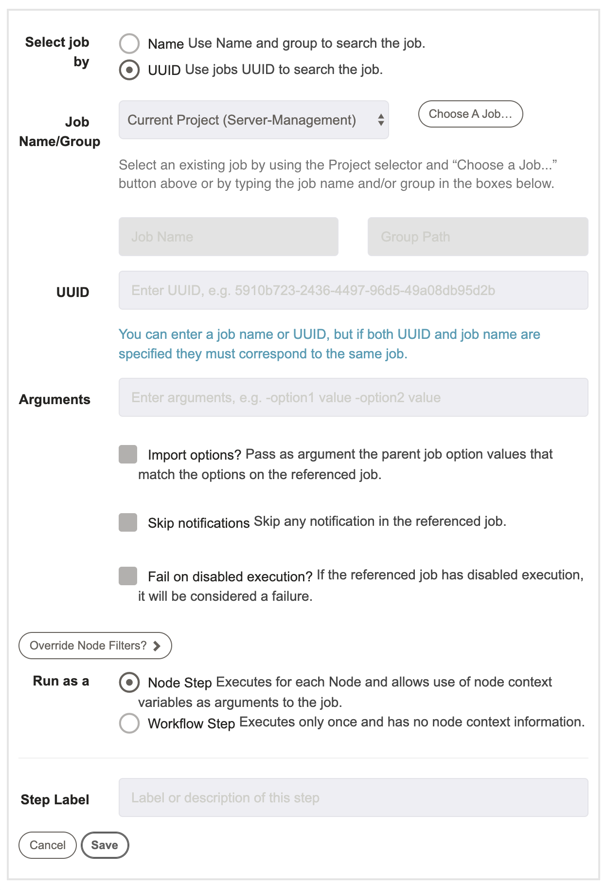 Job reference step type