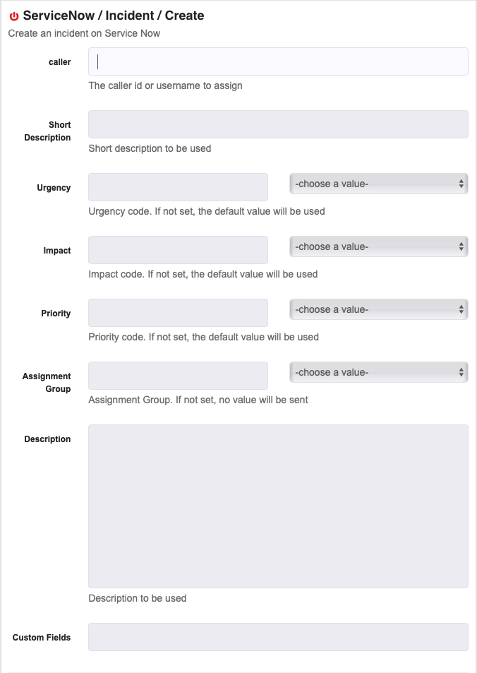 ServiceNow / Incident / Create