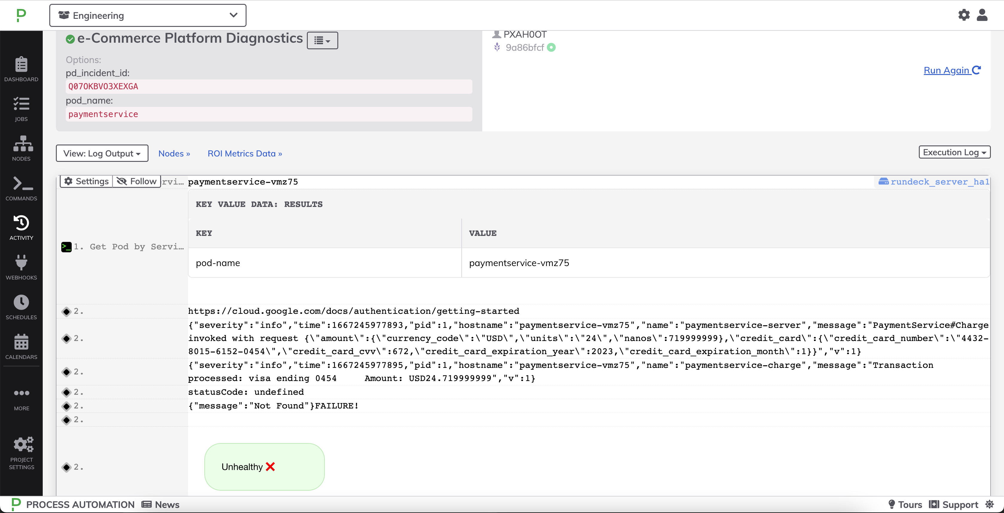 Verbose Diagnostics in Runbook Automation