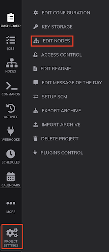 Click Edit Nodes under project Settings