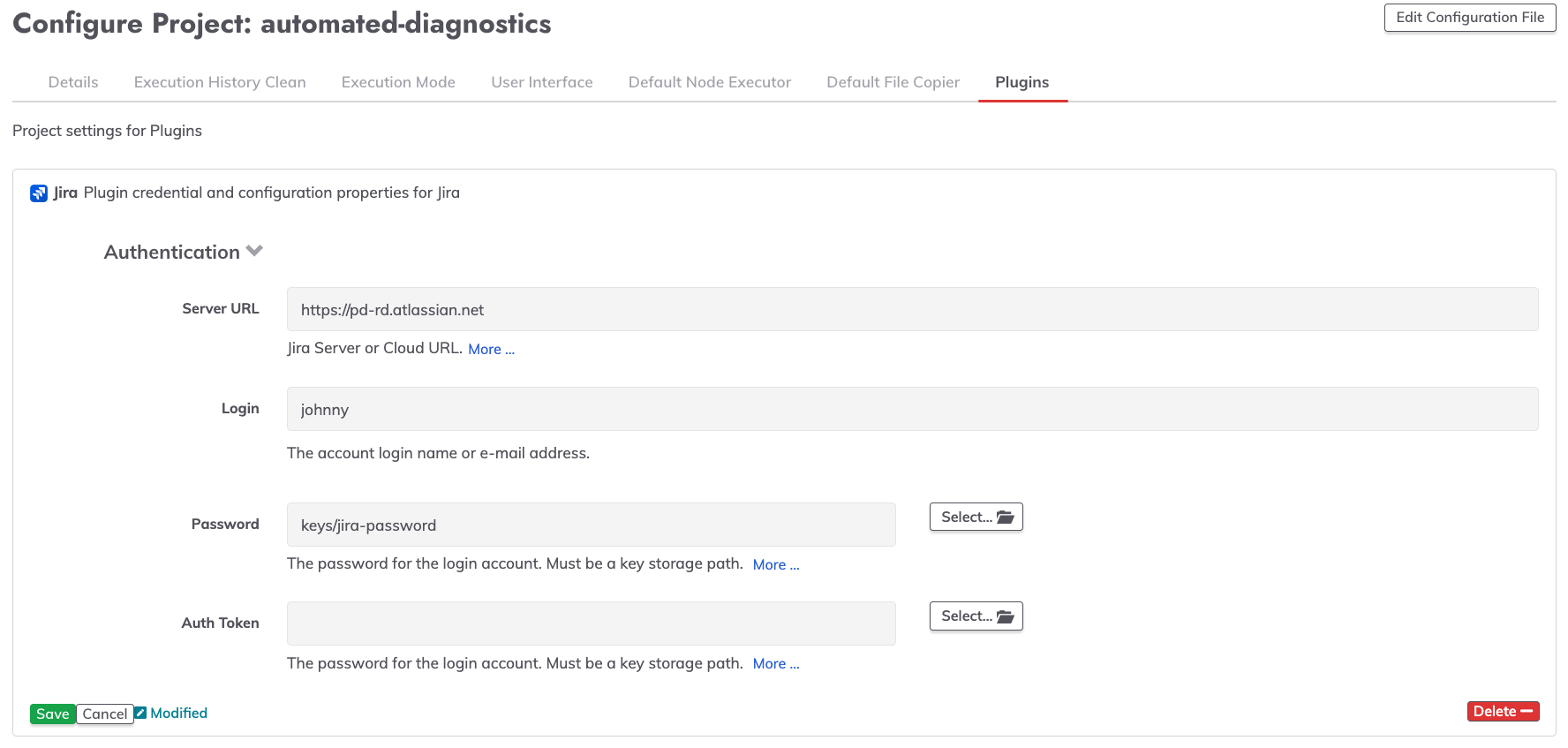 JIRA Plugin Config