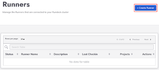 Click Create Runner
