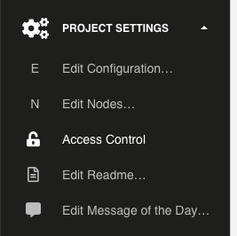 Project Access Control Menu