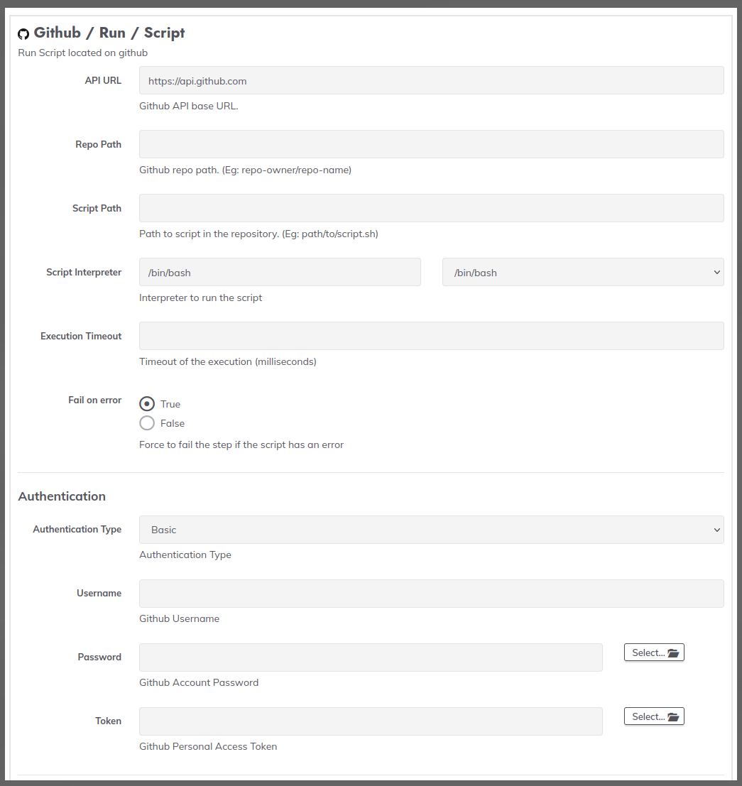 Github Script WF Step Plugin View