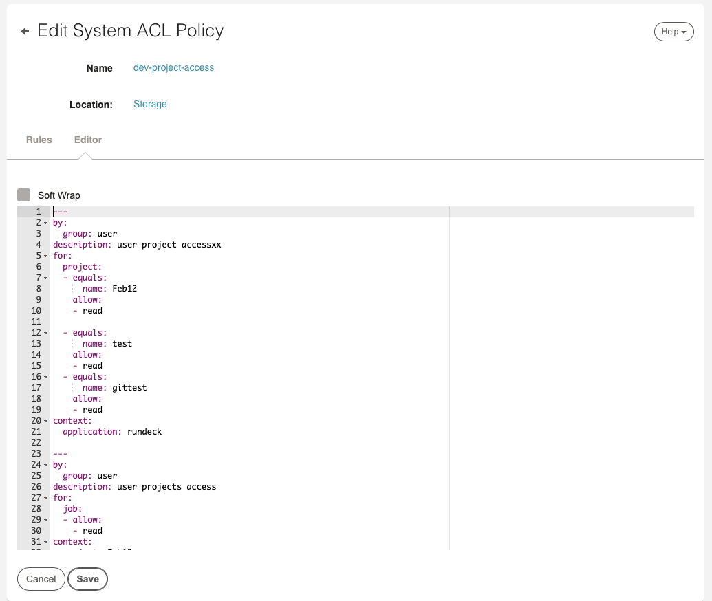 Edit Access Control Policy YAML