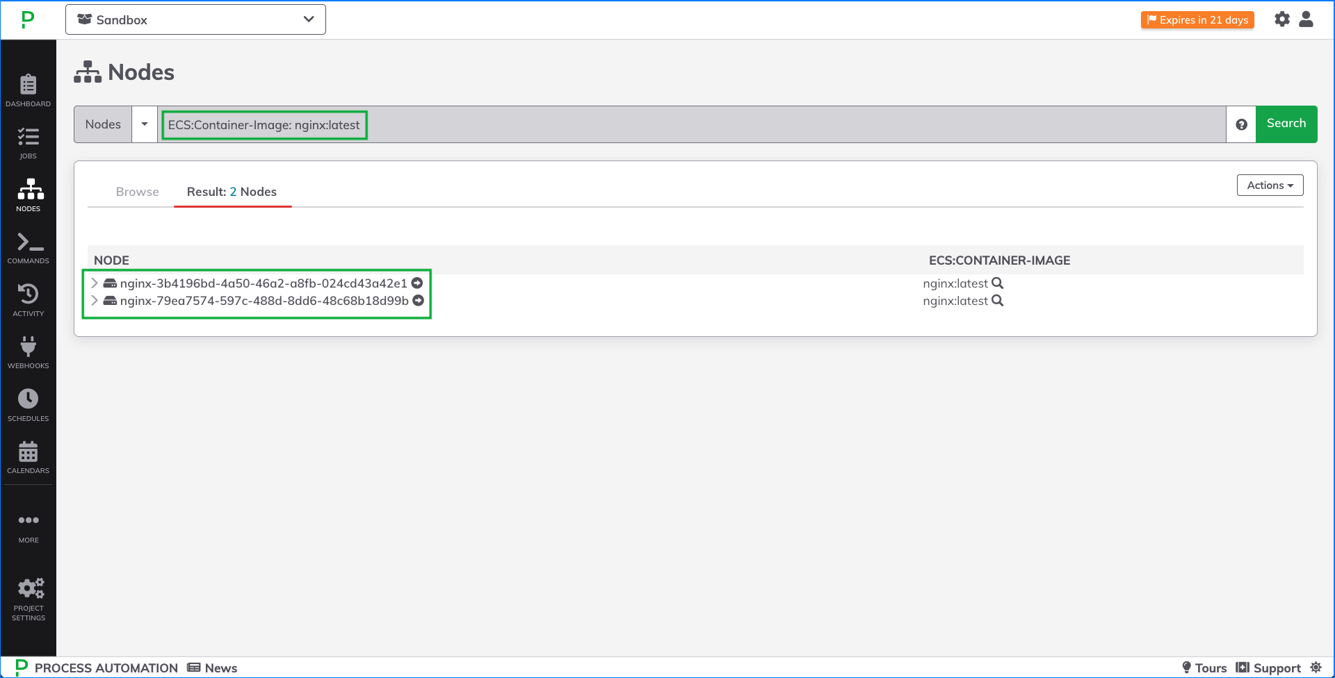 ECS Filtered Containers