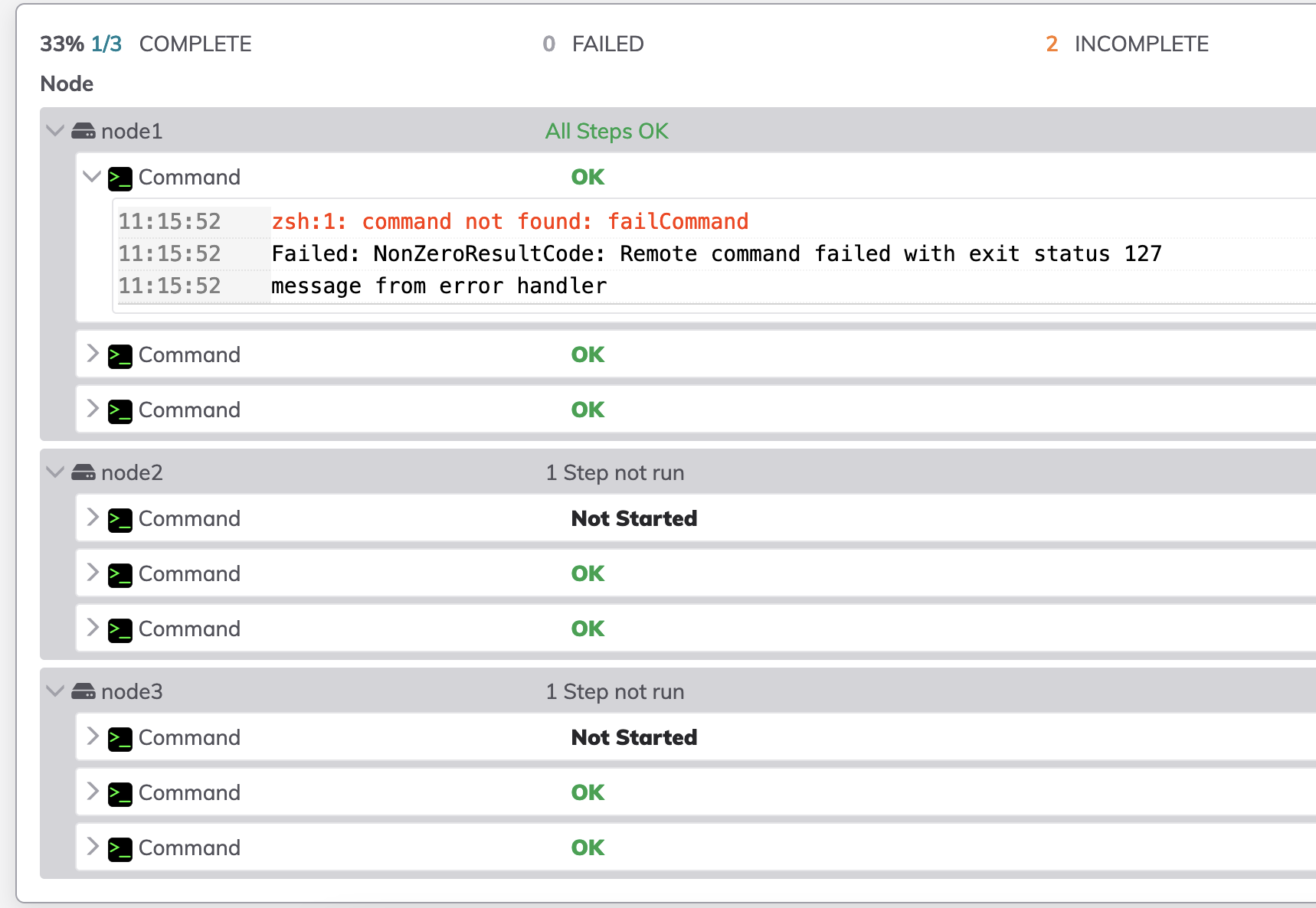 Error handler result for sequential strategy