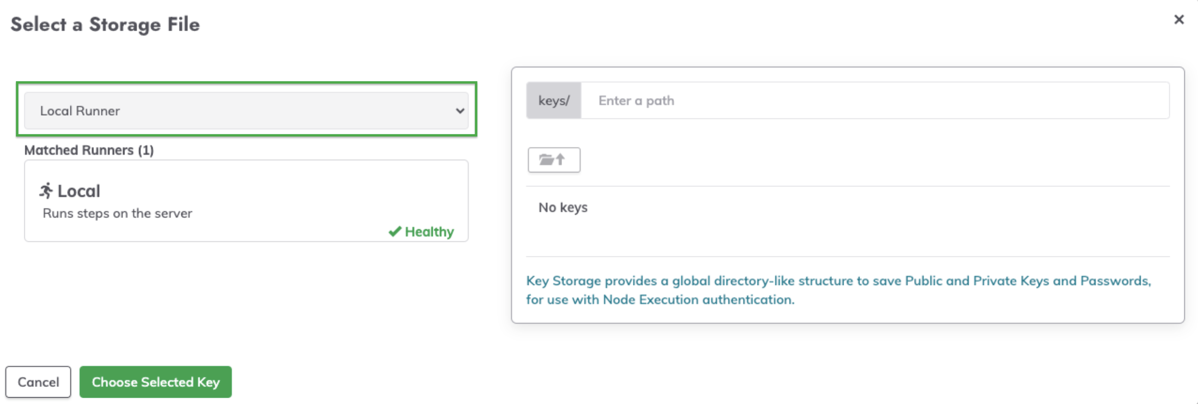 Key Storage Runner Selector