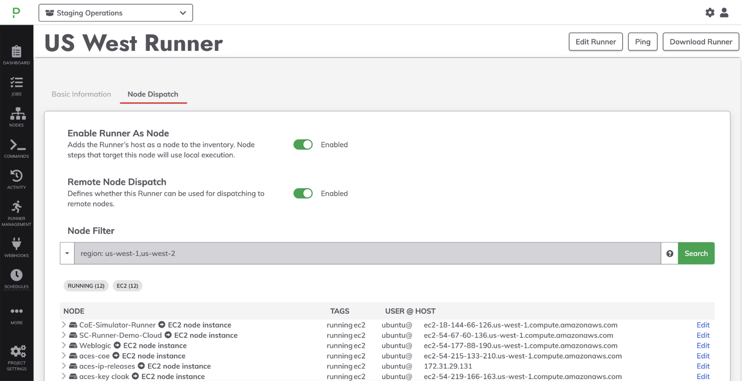 Runner Node Dispatch