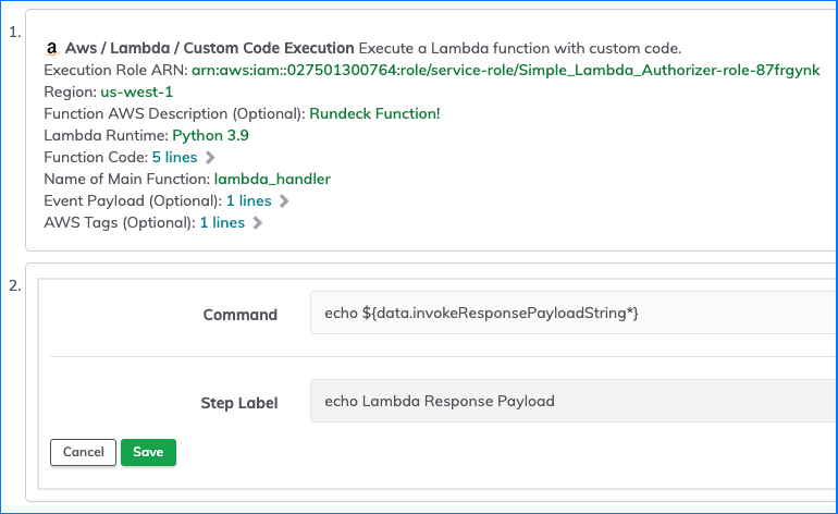 Use Lambda Response In Subsequent Step