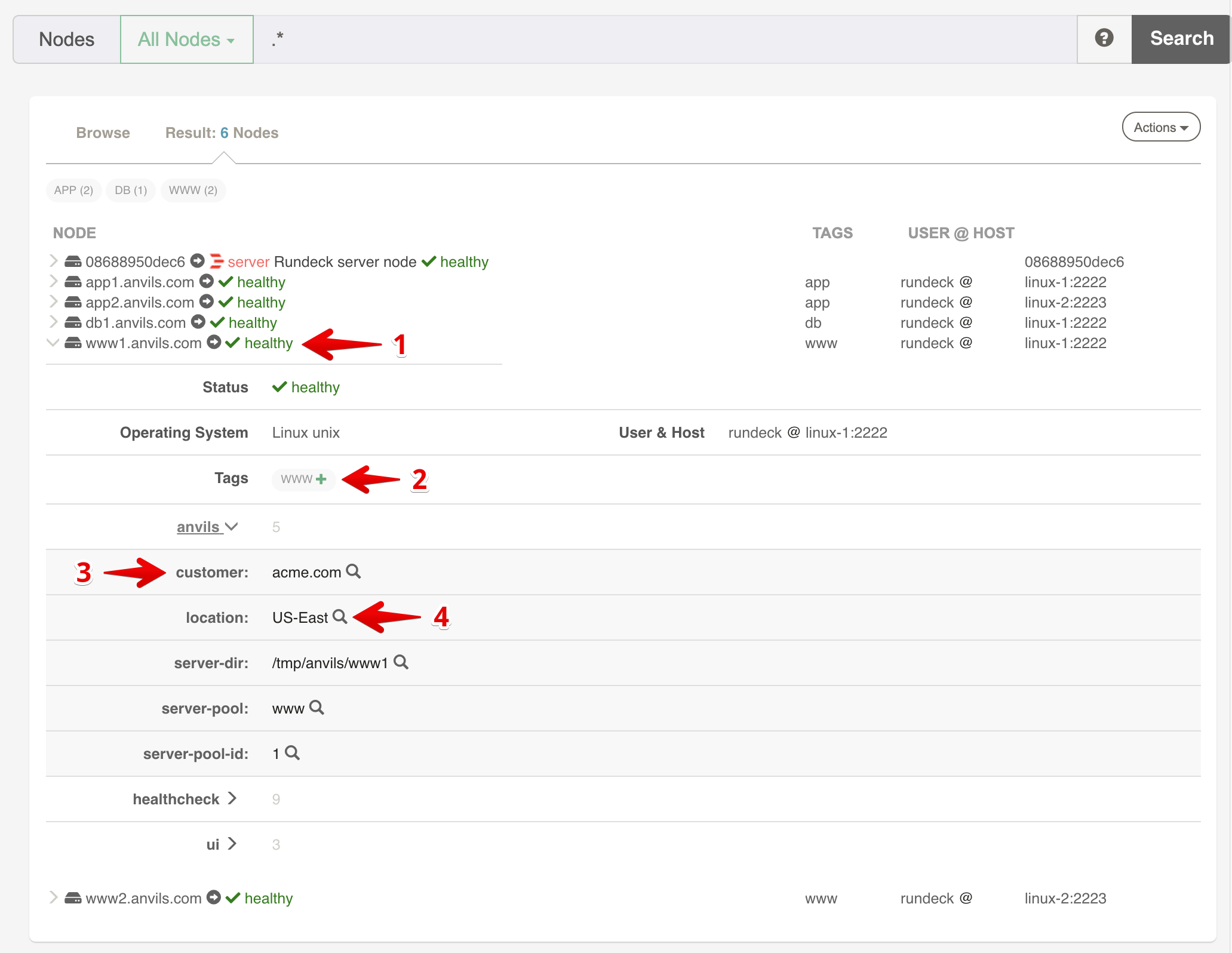 Nodes filtering links