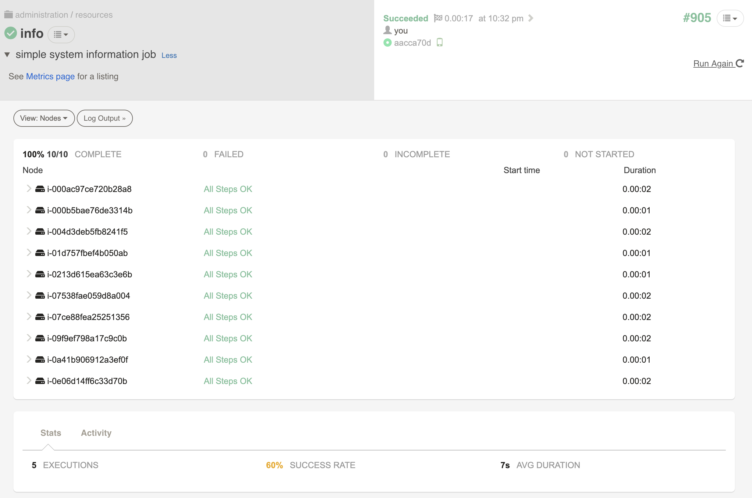 Simple saved job output