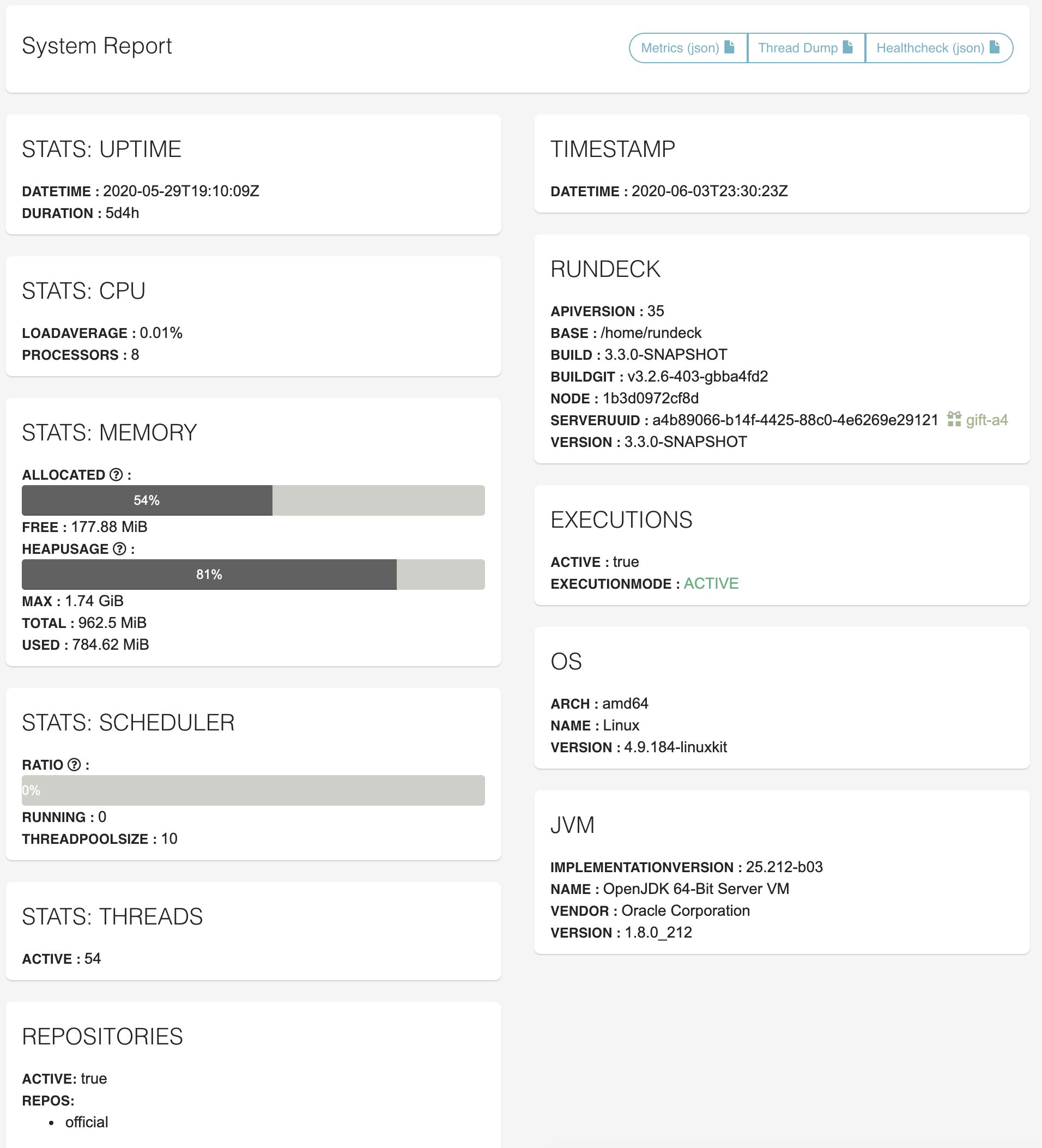 System Report Page