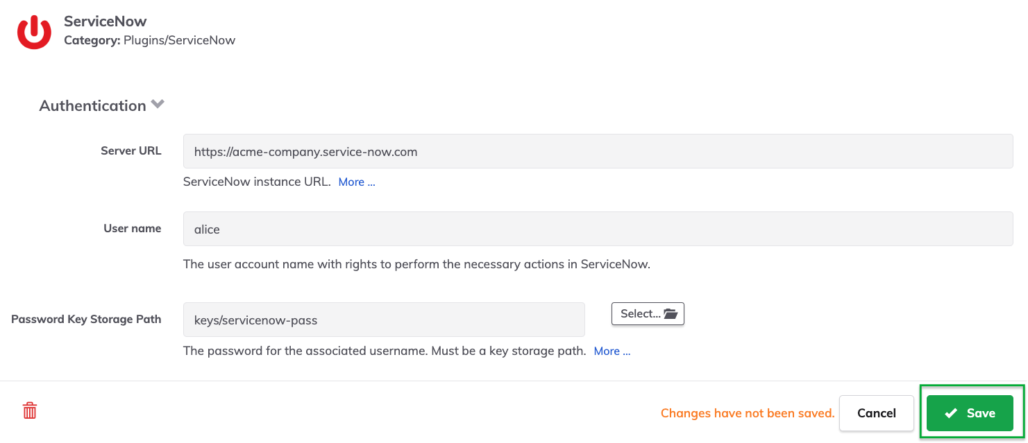 Save ServiceNow Plugin System Config