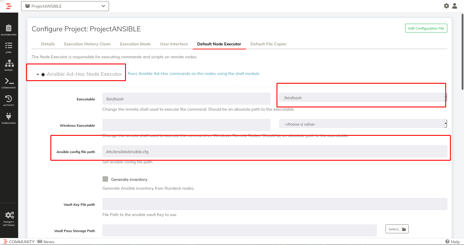 Node Executor Config