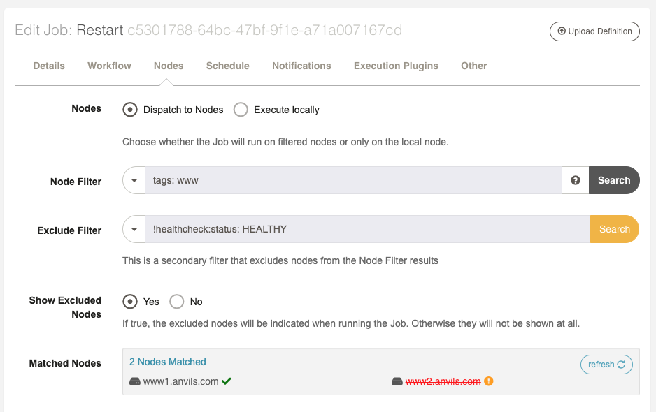 Health Checks - Job Definition - Exclude Unhealthy Nodes