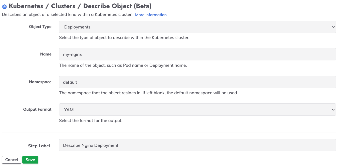 Kubernetes Describe Object