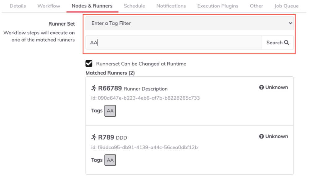 Selecting remote runners with tag search 