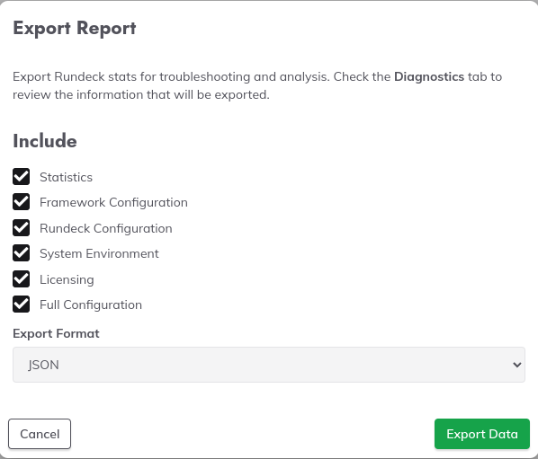 System Report - Export Report Window
